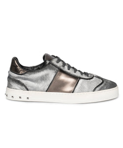 Valentino Flycrew Calfhair Sneaker in Gray