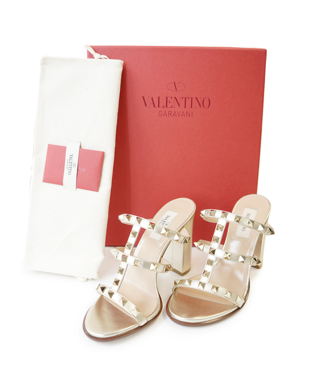 Valentino Rockstud Metallic Calfskin Leather Sandal 90 mm